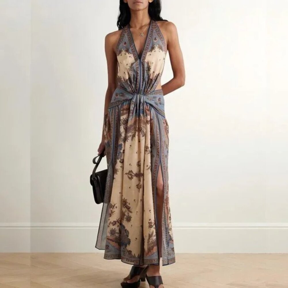 Zimmermann Ascension Plunge Halter Dress